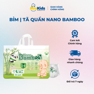 BỉmTã quần Nano Bamboo công nghệ mới  màng thoáng khí nano và chất vải sợi tre kháng khuẩn lành tính đủ size