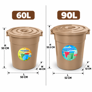 Large Plastic Drum Container with Lid HYDRO Storage Bin for Water Home Supplies Cleaning Tools and Utility Storage Organizer