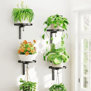JESSIEM Carbon Steel Plant Display Stand Waterproof Raised Tray Edge Planter Storage Shelf Modern Decor Space Saving Wall Plant Hanger Indoor Use