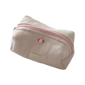 กระเป๋าเครื่องสำอางผ้าฝ้ายลายควิลท์พร้อมซิปสำหรับผู้หญิงและเด็กผู้หญิงที่เก็บของอย่างปลอดภัยมีสไตล์ที่จัดระเบียบเครื่องสำอาง