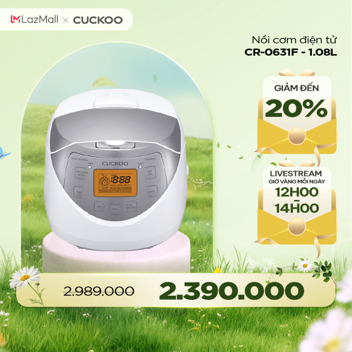 Nồi cơm điện tử Cuckoo 1L CR-0631F - Lòng nồi chống dính, nhiều chế độ nấu ăn - Hàng chính hãng - Chất lượng Hàn Quốc