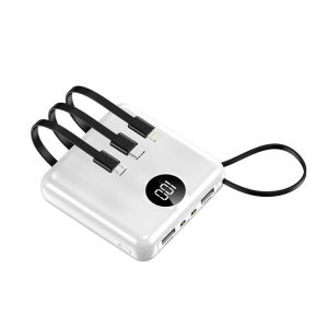 PB03 PB07 Powerbank 10000mah 20000mah 30000mah 50000mah Dual Input Output Built In 4 Cables Digital Display Power Percentage Portable Lightweight Powerbank 自带线充电宝移动电源