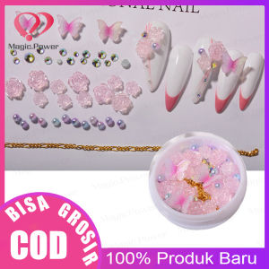 Ornamen Manik-Manik Bunga 3D Bahan Akrilik Untuk Dekorasi Nail Art