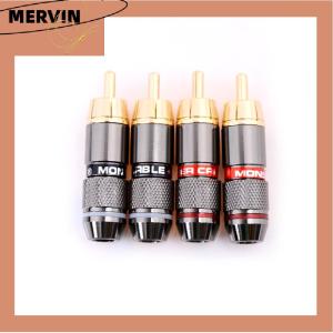 [MERVIN]💖[HOT SALE]🎈🎈 4 Pcs RCA Hi-Fi -Plated Copper Male Plug Audio Connector