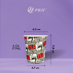 [ 50 PCS ] PAPERCUP MINUMAN 6 OZ (180ML) MOTIF COFFE & TEH FOOD GRADE - GELAS KERTAS MINUMAN TAHAN PANAS & DINGIN || PAPERCUP.ID