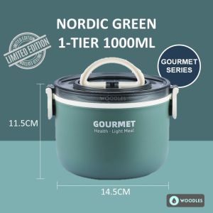 [SG Stock] WOODLES® Lunch Box Large Portable Bento 304-Grade Stainless Steel Tiffin Color Thermal BPA Free Microwaveable Food Container Reusable 1 to 4 Layer Takeaway Tingkat All Purpose Food Storage Local Shipping and Support
