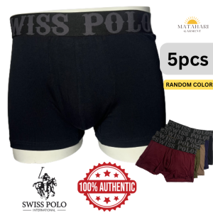 (MG)5pcs Swiss Polo Soft Cotton Men Plain Boxer Male Underwear Spender Lelaki Dewasa Pakaian Dalam Seluar Dalam Lelaki