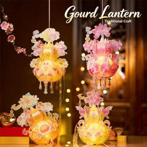 DIVATEN PP Mid Autumn Craft Lantern Gourd Shape Fairy Style DIY Gourd Lantern Handmade Decorative Lantern Mid Autumn Festival