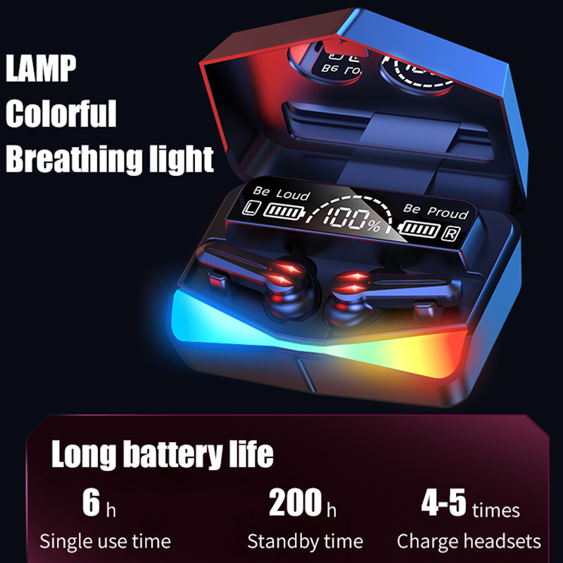 M28 TWS Bluetooth fülhallgató 2000mAh töltődoboz C típusú vezeték nélküli fejhallgató sztereó játékhoz érintős fülhallgatók mikrofonnal_voghion.com