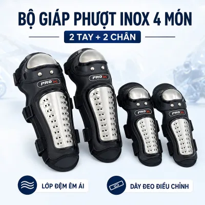 Bộ Giáp Phượt Inox 4 Món 2 Tay 2 Chân Chính Hãng Prox Cao Cấp Cho Bạn An Tâm Trên Mọi Chặng Đường