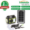 Yeelite Orignal GD Plus GD-8072 Solar Lighting System with MP3 FM Radio USB Output Bluetooth with 4 Bulbs. 