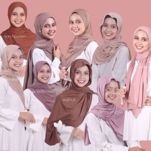 Kerudung instan Pashmina inner jersey Jilbab pasmina Oval Terbaru 2024 kekinian Hijab dewasa