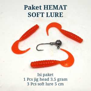 Paket soft lure dan jig head 3.5 gram