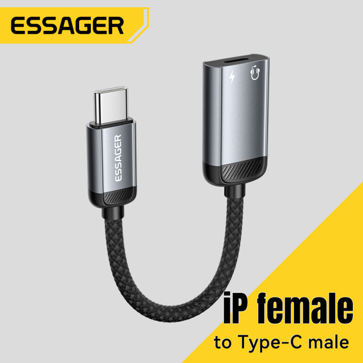 Essager Charging+Audio 2-in-1 Audio Adapter Cable Type-C Port Type-C Female  To Apple Male OTG Audio Adapter Cable For IPhone 16/15/14/13 Samsung