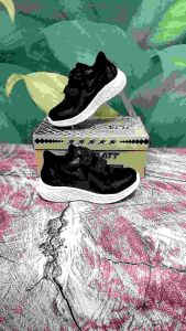 PRO ATT Sepatu Snaekers Sekolah Anak Laki-laki Perempuan Velcro Hitam Putih Black White Size 31-38