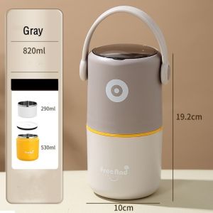 ANAMA 580ml/820ml Thermal Lunch Box Double Layer Stainless Steel Insulated Box Creative Leak-Proof Food Soup Container for OfficeSchool