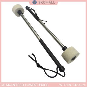 1Pair Stainless Steel Bass Drum Snare Drum Sticks Wool Felt Head Percussion Mallets