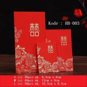 Angpau Wedding Merah HB uk L / Amplop Angpao Pernikahan Shuang Xi