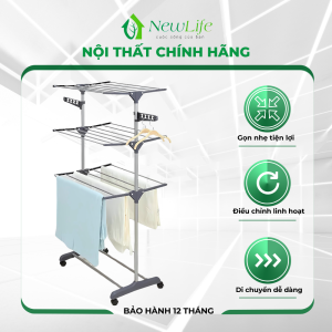 Giàn phơi quần áo - Giàn phơi quần áo thông minh 6 cánh có bánh xe chịu tải 40kg