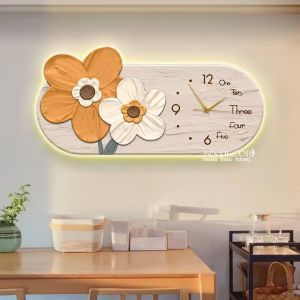 (ẢNH CHỤP)Tranh đồng hồ đèn led hoa năm cánh uv mặt mica sáng bóng kèm đinh