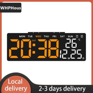 [COD] WHPHous Ship within 24 hours Digital Wall Clocks LED Alarm Clock Large Display Table Clock Wall-mounted Multi-functional Temperature Date Calendar Home 12 24H Voice Control Degital For Bedroom Living Room Home Decor