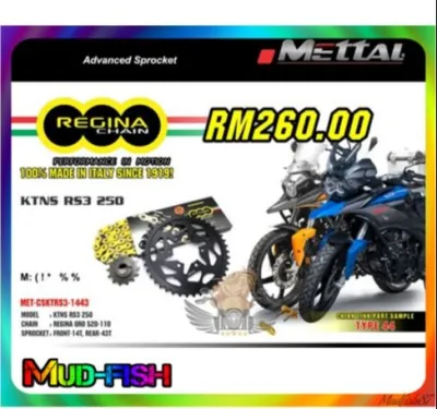 REGINA METTAL SPROCKET CHAIN KIT SET FOR KTNS RS3 250 (520 -110L 14T / 43T)