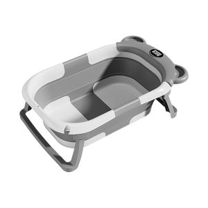 【New Arrival】Real-Time Temperature Display Bath Bucket Non-Slip Foldable Folding Bathtub with Cushion Support Travel Bathtub Silicone