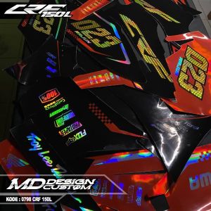 0798 (COD) Sticker Decal CRF 150 L Full Hologram Kombinasi Karbon Bebas Request Terbaru - Sticker Premium CRF Terbaru - Sticker Variasi CRF 150L Terbaru - Sticker Striping CRF 150L Terbaru