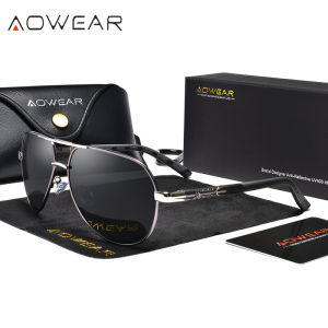 AOWEAR dành cho nam giới Kính râm hàng không cổ điển dành cho nam giới Kính râm phân cực nhôm cổ điển Kính chống nắng nam thiết kế thương hiệu Kính gương lái xe2026