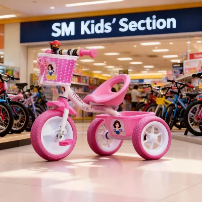 Boys and girls pedaling tricycles can be used to push the baby trolley to sit on the baby 1-2-3-5 years old bike for kid