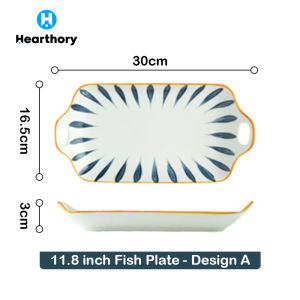 11.8 inch Ceramic Plate Japanese Style Hand-Painted Ceramic Fish Plate