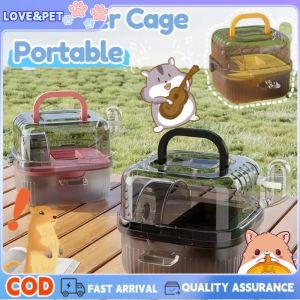Hamster Cage Large Capacity Hamster Travel Cage Portable Breathable Translucent Hamster Habitat