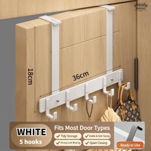 [SG Seller]Multi‑Hook Over‑the‑Door Hanger Adjustable Width Metal Door Back Storage Rack Home Household Organizer