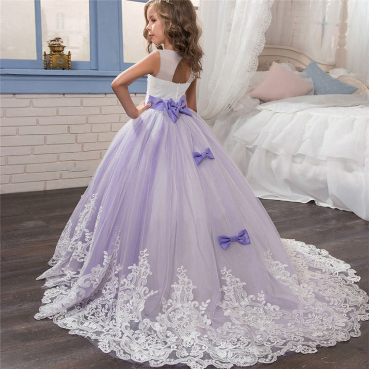 Flower Girl Dresses For Pageant Wedding Bridal Dress Young Girl Tulle Elegant Lace Embroidery Floor Length Dress For 6 14Y Girls Clothing Lazada