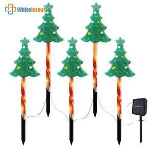 Solar Powered LED Xmas Snowflake Decor IP65 Waterproof Santa Claus Solar Stake Light for Christmas Lawn Yard Decoration