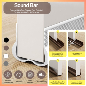 Curved Soundproof Self Adhesive Door Bottom Sealing Strip Door Bottom Seal Soundproof Weather Strip Self Adhesive Gap Cover Pet Proof Door Draft Stopper Apartment Noise Reduction Strip Energy Saving Door Insulation Dual Layer Design