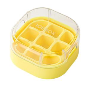 Flexible Silicone Ice Tray 9 Cells Push Releases Mechanism with Hygienic Cover Easy To Disassemble Ice Cubes Maker