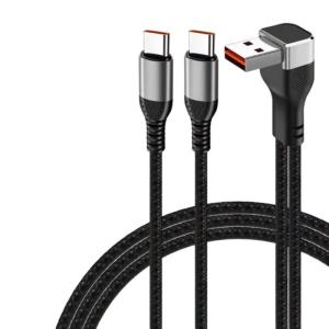 Universal 66W Fast Charge Data Cable 2 in 1 With Type C Connectors And Charging Port For Smartphones And Laptops