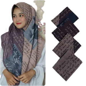 kerudung segiempat voal motif koran santri Man anna hijab koran motif arab pegon fatayat muslimat