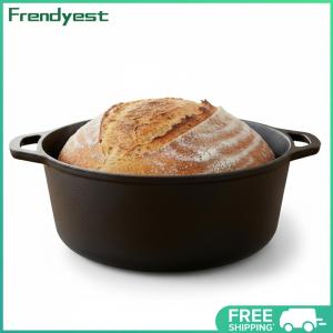 COD [Free Shipping] 2-in-1 Round Cast Iron Mini Dutch Oven Pot W/ Lid Dual Handle Cast Iron Cooking Pan for Grill Stovetop BBQ Camping