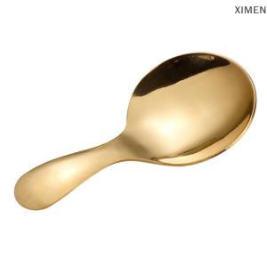 ช้อนสแตนเลสน่ารักด้ามสั้นช้อนตักไอศกรีมทองช้อนกาแฟชาช้อนสำหรับเด็กช้อนเครื่องปรุงอาหารในครัวตักเครื่องเทศ