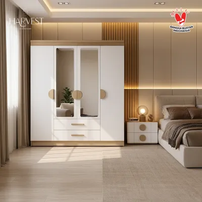 Lemari 4 Pintu Minimalis Murah Moderen Japandi
