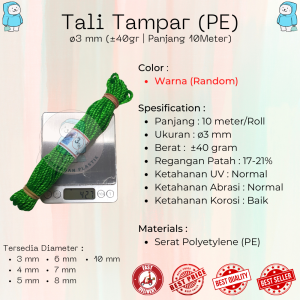 [10Meter] Tali Tambang Cap Lumba Lumba | Tampar | Plastik | Nilon | Manila | PE | Jemuran | Layangan | Kapal | Temali | Kenur | Dadung | Sawah | Koala 3mm 4mm 5mm 6mm 7mm 8mm 10mm