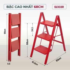 Thang gấp gọn chữ A 3 - 4 bậc thép carbon FUJIHOME Nhập Khẩu thang gia đình đa năng bản to rộng step ladder