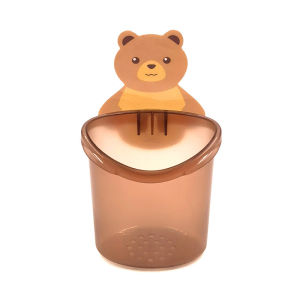 SEA JJT Cute Bear Wall-Mounted Toothbrush Holder with Non-Drilling Design for Bathroom Storage