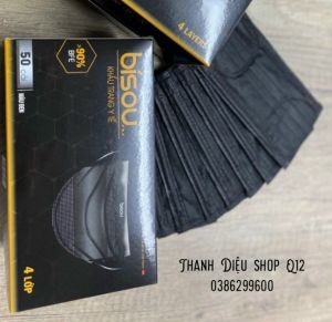 YTe_Mask yte 4 lớp kháng khuẩn BISOU màu đen hộp 50cái