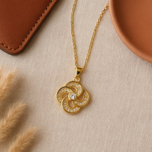 Lunara Petal Infinity Crystal Charm Pendant Stainless Steel