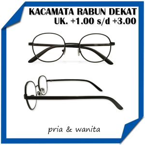 Kacamata Rabun Dekat Plus +1.00 +1.25 +1.50 +1.75 +2.00 +2.25 +2.50 +2.75 +3.00 +3.50 +4.00 Untuk Pria Wanita Bingkai Besi Metal Warna Hitam Ada Nosepad Bentuk Oval Small - GUDANG KACAMATA PLUS MURAH BISA BAYAR DIRUMAH