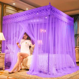 MMLUCK Romantic Square Queen Size Home Decoration Mesh Princess Style Bed Canopy Mosquito Net Bedding Article Bed Tent
