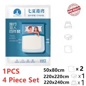 Disposable Bedsheet travel Set 3/4pcs Soft & Clean Travel Bedsheet Cover Pillowcase 一次性床单 一次性床套